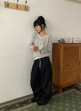 Luzern Non-Fade Button Wide Denim Pants