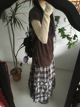 frill checkered long skirt
