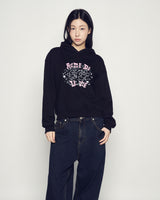 25FW WOMAN ハンドスケッチクロップフーディー ブラック