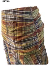 Prague Check Unbalanced Frill Midi Skirt