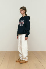 LOWKEY BOOK CLUB LETTERING RAGLAN HOODIE [DARK NAVY]