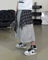 Lever Check Layered Bermuda Pants