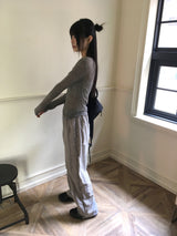 Saawn wool tencel cut see-through layered t-shirt