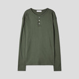Overlock Henley Neck Knit Long Sleeve 4C