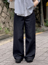 ノンフェードバックラインワイドデニムパンツ
