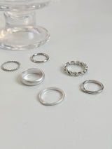 [7 set] antique bold chain ring set / chain silver daily simple ring mood cute knot