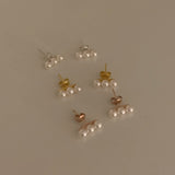 (silver925) スリーパールピアス *gold