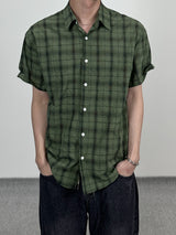 Linen check half shirts