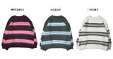 Hazy Hairy Stripe Loose Rose-Fit Knit