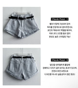 Belling Color Roll-Up A-line Shorts + Belt Set