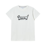 Dog Logo Slim Fit Applique Tshirts Ivory