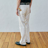 97 lc splatter bootscut denim pants ecru