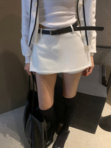 クラシックモデーンベルトミニスカートパンツ (3 colors)