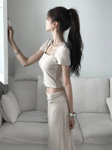 Lumi Square Half-Neck Sleeveless Dress Set