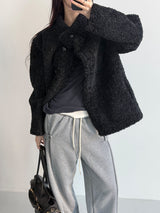 High neck boucle half coat(4color) 
