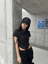サイレントソウルレースアップタイクロスハンティングキャップ (Black)
