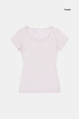 Solid slim wide-neck T-shirt