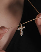 Cross Rope Chain Necklace Gold-L