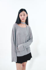 Knit Tie Long Sleeve Set Gray