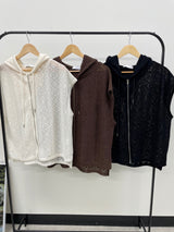 Knit Vest Hood Zip-Up