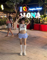 チェックカンカンフリルバルーンショートパンツ