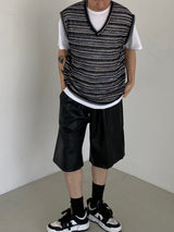 Net see-through dangara v neck knit vest 2C