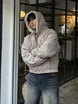 Hairy hooded bomber jacket