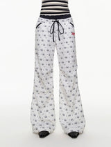 BETWEENANDx sunonebird a joint name summer double waist white full printed overalls leisure elongation ratio.