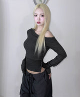 Button One Off-Shoulder Top (3colors)