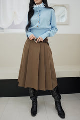 Black Royal Pleats Midi Skirt