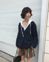 アモン フリル フーデッド ブラウス(2color)