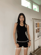 Underband lettering black sleeveless top