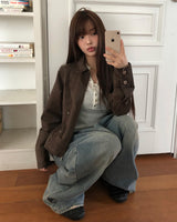 [MADE] Bather Eyelet Seam Detail Collar Washed Cotton Jacket