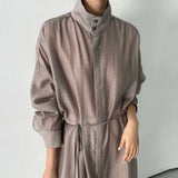 シャインネックロングシャツ - 3colors