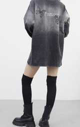 (Unisex) ヘックスバタフライウォッシングロングTシャツ