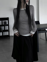 layered see-through long sleeve T (4color)