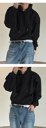 Snap warmer crop hood t-shirts(3color)