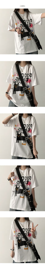 Lime Illustration Digital Printing Overfit Short Sleeve