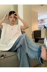 フレンチシャツ ルーズフィット ノースリーブTシャツ