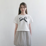ホワイトリボンセミクロップTシャツ