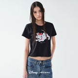 DISNEY BUTTERFLY RIBBON DALMATIAN CROP TOP_BLACK