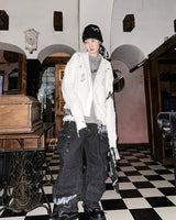BBD Sprayed Logo Multi-Pocket Denim Cargo Pants (Black)
