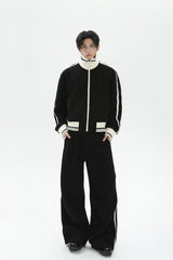 Colorblock Zip Stand Collar Jacket
