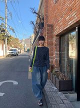 26SS★ [BAONHAUS]ソレアフラワーリブ長袖Tシャツ