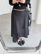 overlap button skirts (2color)