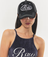 Vintage Scratched Washing  Two-tone Cap Black