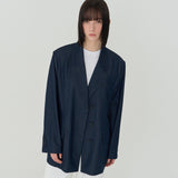 OVERFIT UNBAL SINGLE JACKET (NAVY)