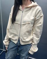 CUTTING CROP HOODIE ZIPUP_CREAM