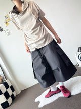 Even Halter Neck Hooded Button Loose Fit T-Shirt 4color