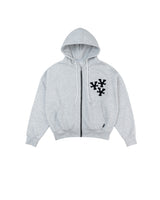 "Y" Patches Relaxed Hoodie Grey
